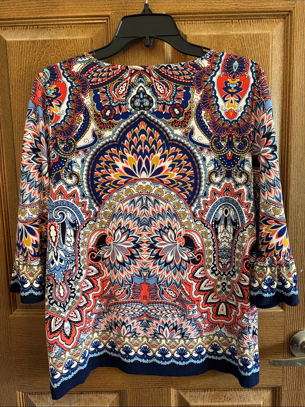 Jones Studio Navy Multi Paisley Print 3/4 Sleeve Tunic - like new. Worn 1x - Picture 4 of 4